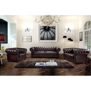 Luxury Italian Leather Vintage Chesterfield Sofa Set MS-06#