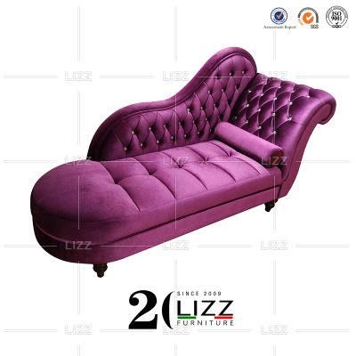 European Style Modern Chesterfield Home Velvet Fabric/Leather Sofa Chaise