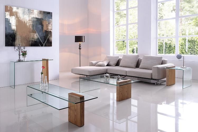 Modern Glossy Glass Shelf MDF Coffee Table for Sale