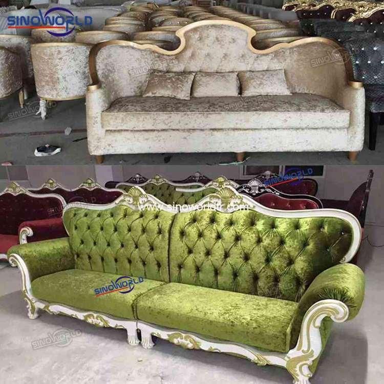 Wood Carved Glold Trace Design Real Leather Chaise/Lounge in Optional Color