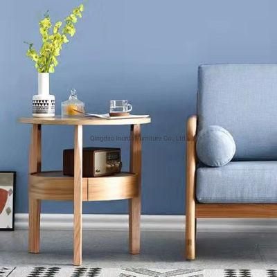 Modern Living Room Furniture Simple Solid Wood Round Coffee Table