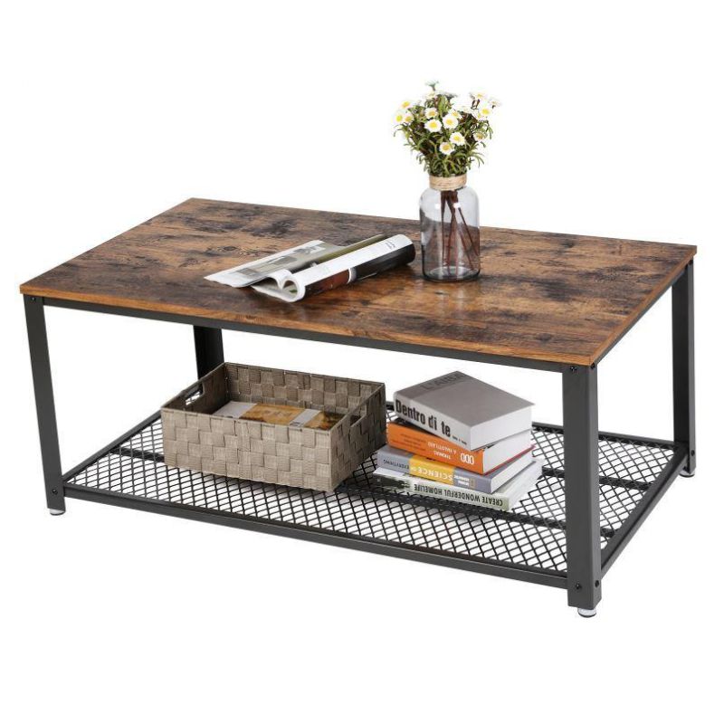 Furniture Wholesalers Living Room Custom Rustic Wood Tea Table Salontafel Metal Frame Wooden Top Coffee Table