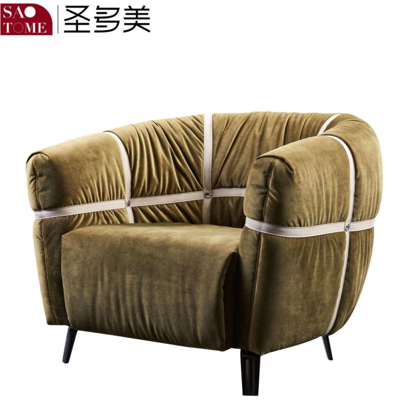 Comfortable Lazy Sofa Hotel Living Room Brown Leather Leisure Chair