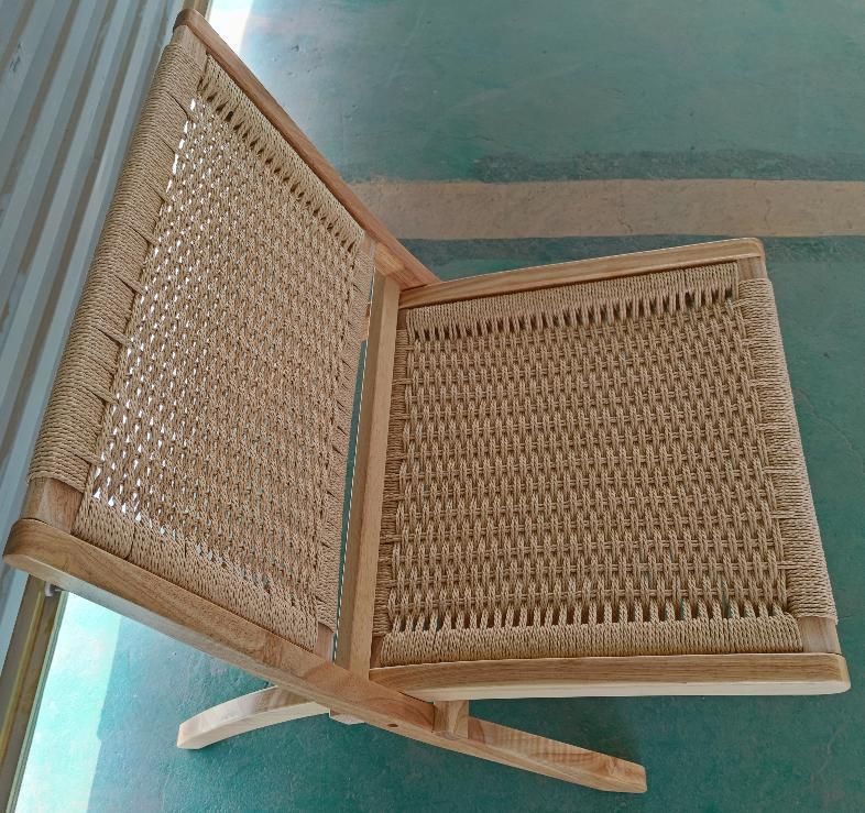 Foldable rope chairs with solid wood frame