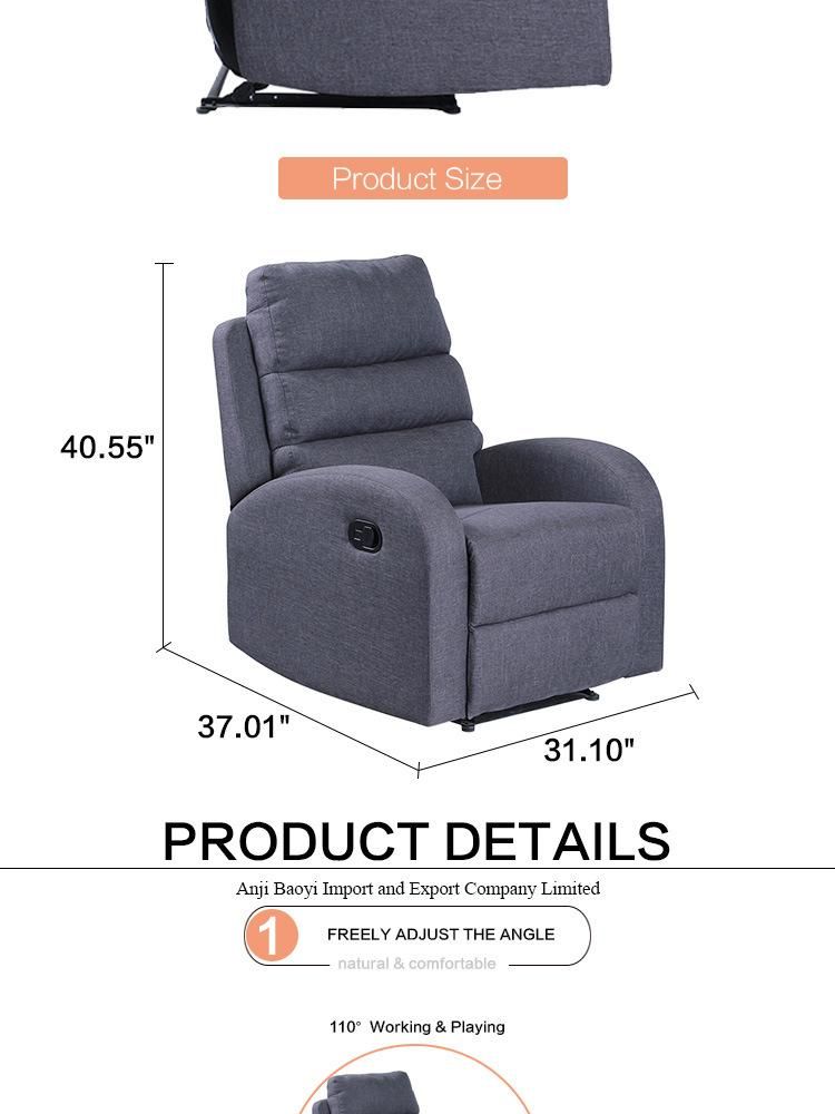 Modern Simple Style Linen Fabric Living Room Furniture Manual Recliner Sofa Home Furniture Single Seat Sofa Office Chair