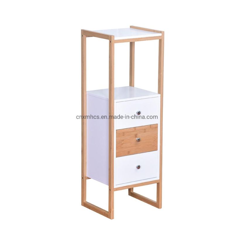 Wooden Bedroom Cabinet Side Cabinet with Drawers, Storage Shelves Bathroom Living Room Display Rack