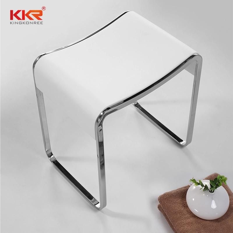 New Model Matte White Stone Solid Surface Square Bathroom Seat Stool