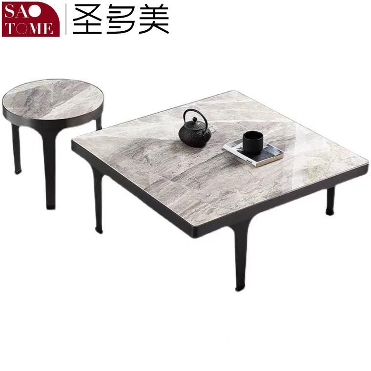 Modern Popular Living Room Furniture Two Sizes of Stainless Steel Gray Titanium Tea Table