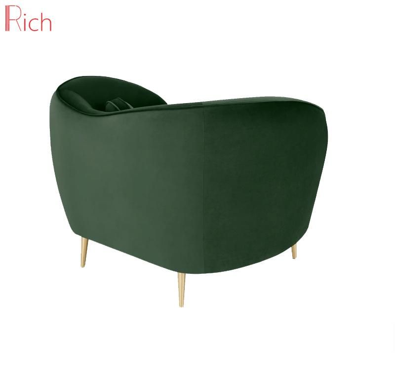 Home Design Green Fabric Tub Chair Sectional Modern Furniture Living Room Sofa Chair Velvet