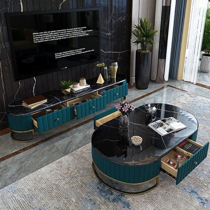 Bedroom High Marble Combination Tea Table TV Cabinet Stand