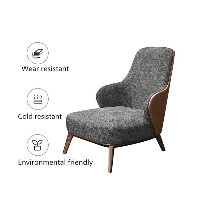 Modern Simply Solid Wood Frame with Fabric High Back Leisure Chair Furniture for Living Room