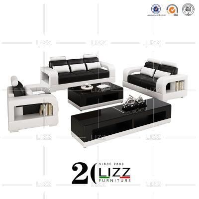 Amercian Simple Style Home Furniture Set Popular Geniue Leather Sofa with TV Cabnit and Coffee Table