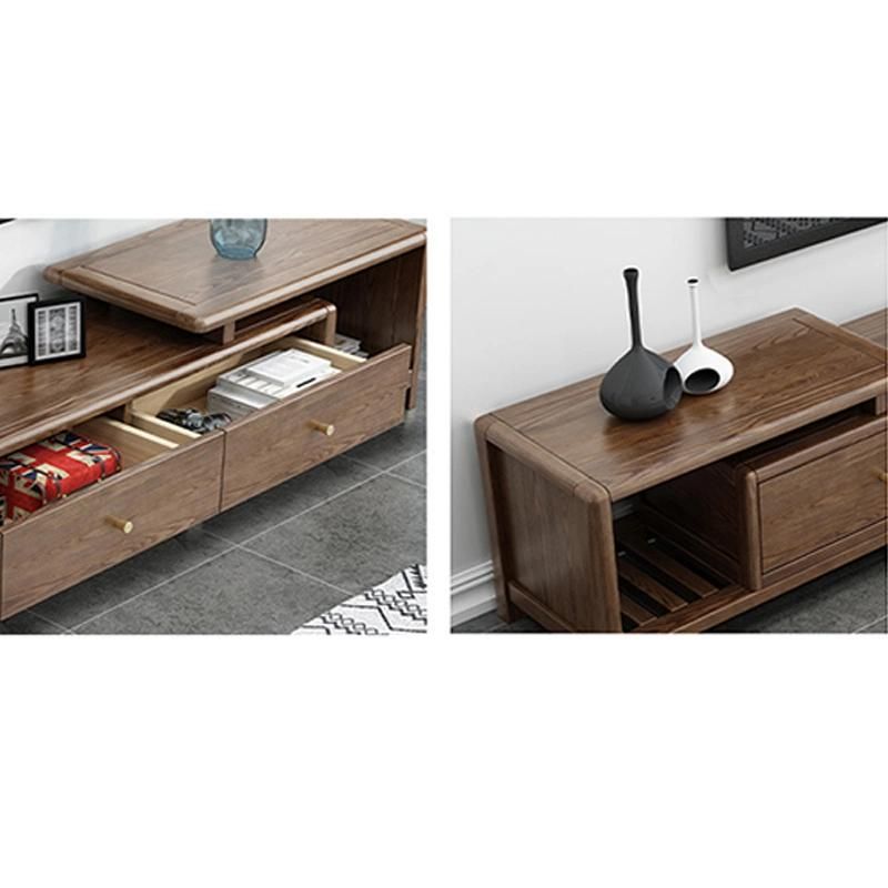 Nordic Light Luxury Solid Wood TV Cabinet Ash Wood Walnut Color Paulownia Combined Base Cabinet Simple Living Room Furniture 0035