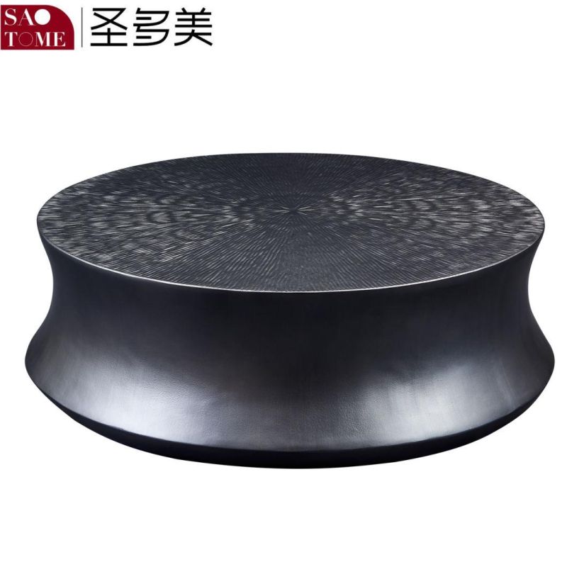 Large Round Table with Melted Glass Surface and Metal Bottom for Hotel Living Room Furniture