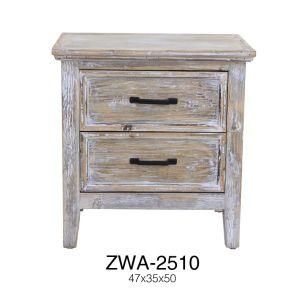 Yiya Small Two Drawer White Finish Side Table