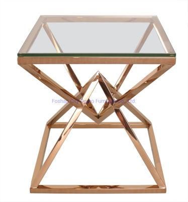 Popular Design Side Table Rose Gold Stainless Steel