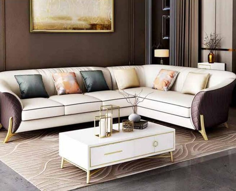 139 Simple Style Living Room Leather Sofa and Table Furniture