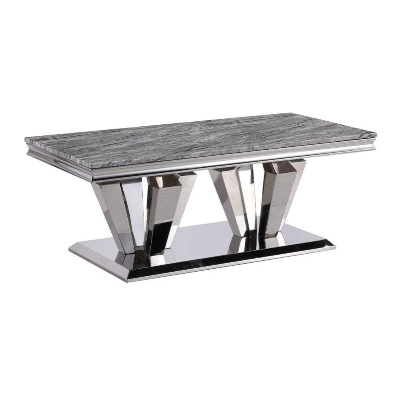 Luxury Living Room Furniture Steel Frame Natural Marble Top Square Coffee Table