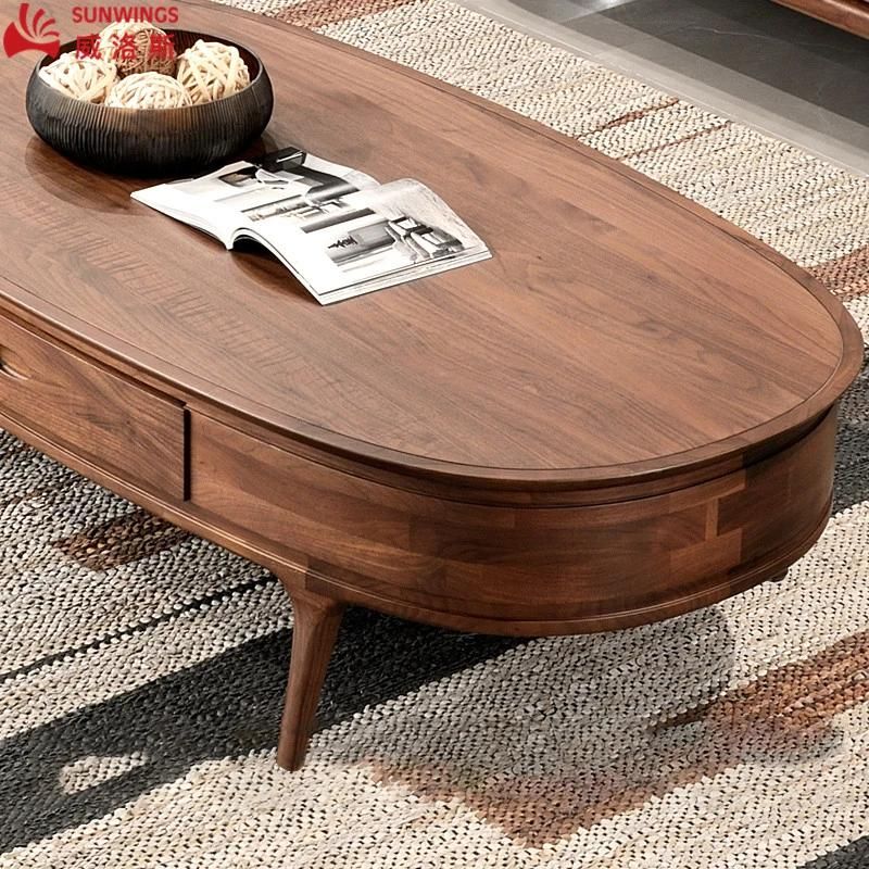 Nordic Ash Solid Wood Drawer Type Tea Table Furniture for Living Room