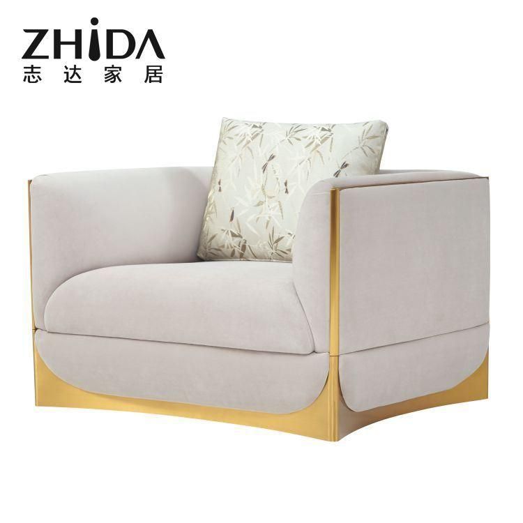 Hot Sale Italian New Luxury Style Sofas Comfort 3+2+1 Seater Stainless Steel High-End Villa Sofa Foshan Manufacturer Directly Sale