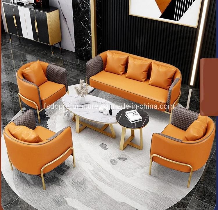 Modern PU Leather Sofa Set with Conference Table for Coffee Shop/Hotel