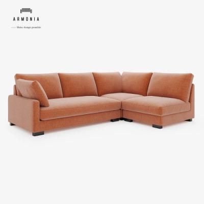 Sponge Fabric Luxury L Shape Couch Living Room Furniture Sofa