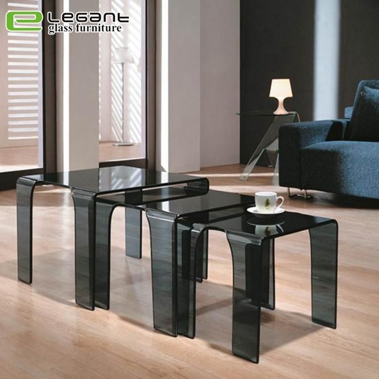 Sandblasting Glass Nesting Table Furniture