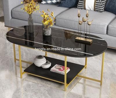 Modern Luxury Living Room Coffee Metal Frame Marble Side Table