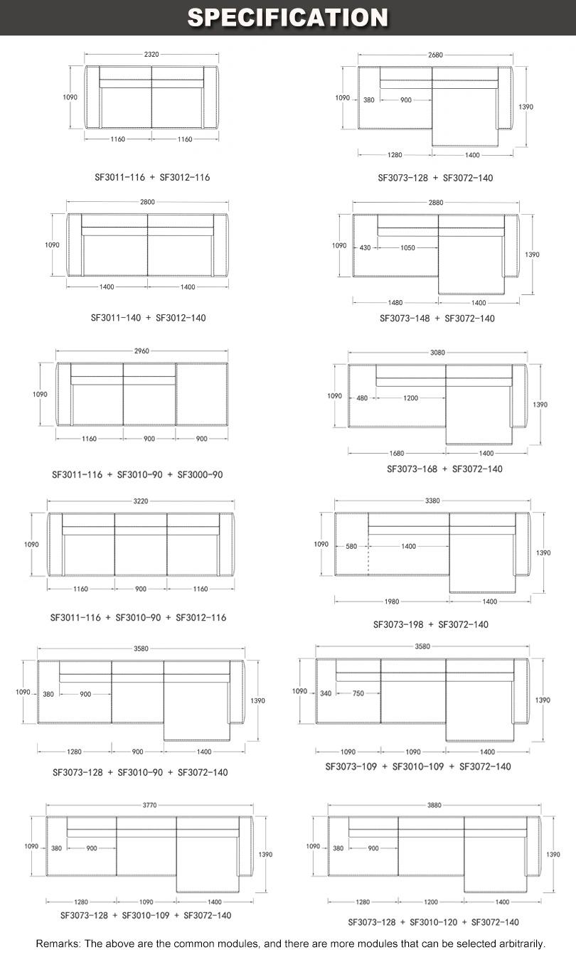 Modular Latex and Goose Down Composite Filling Sectional Leather Sofa for Home Decoration