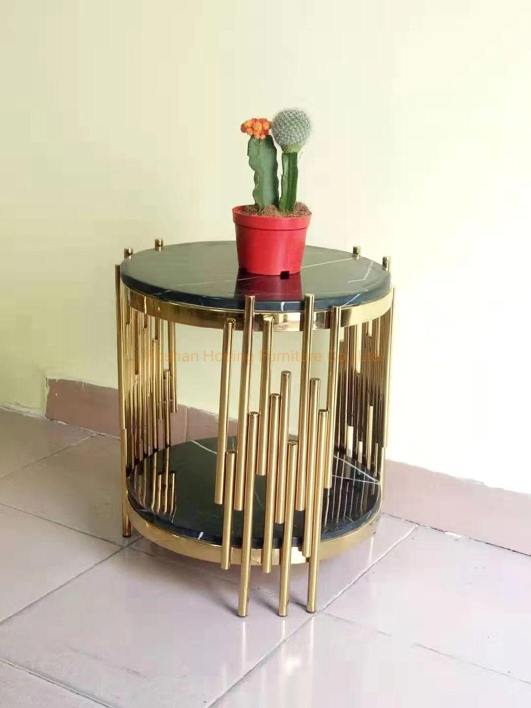 Chinese Dining Furniture Metal Table Factory Direct Two Layers Top Hotel Table