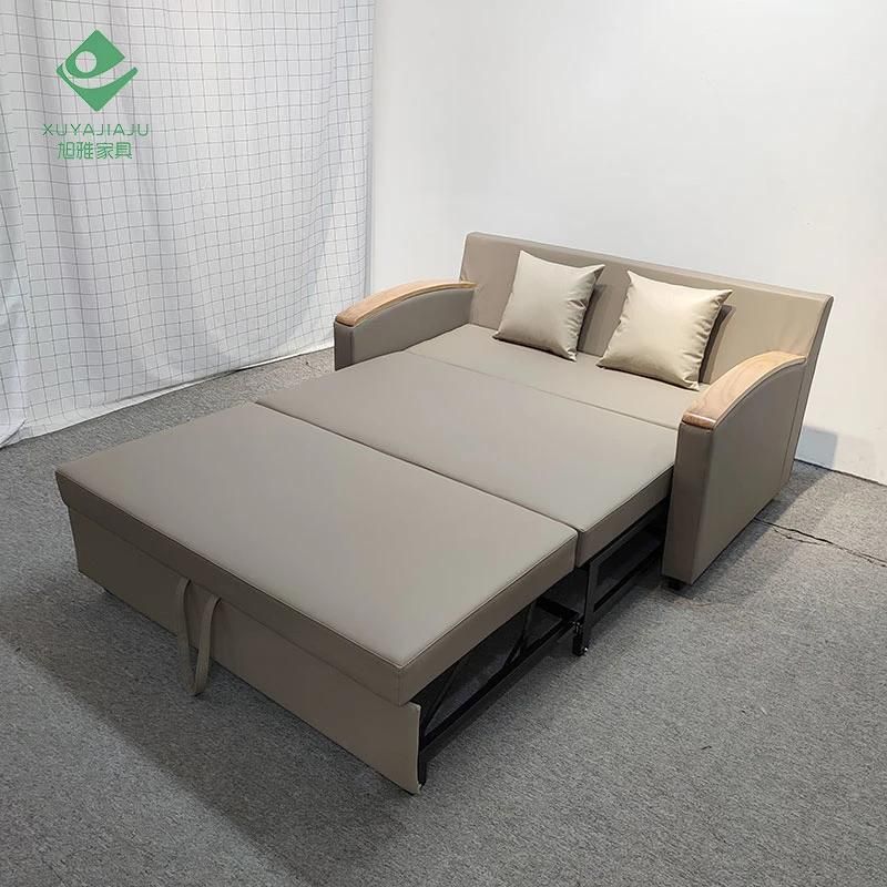 Modern Wooden Folding Chair Sleeper Doulbe Seat Sofa Bed Living Room Multi-Function Divan