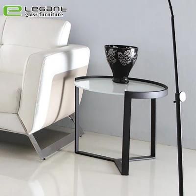 Modern Style Metal Legs Sofa Glass Side Table