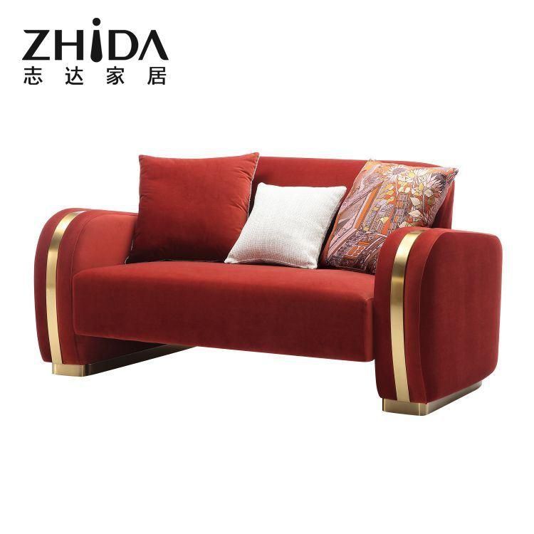 Luxury European Style Comoft Seater Sofa Couch with Coordinate Arc Armrest stainless Feet Gold 3/2/1 Sofas for Villa Good Price Sofa Maufacturer