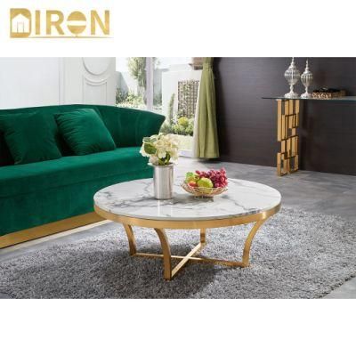 Cheap Price High Quality Coffee Round Marble Dining Tea Table with 304 Stainless Steel Gold Legs