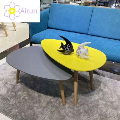 Wholesale Fashion Wooden Oval Side Table Wood Coffee Table Set