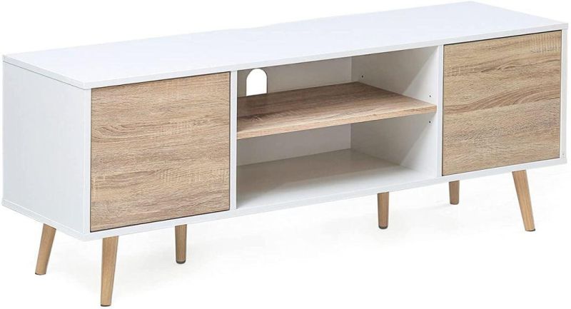 Combination of Modern Minimalist TV Cabinet with MDF Solid Wood Legs