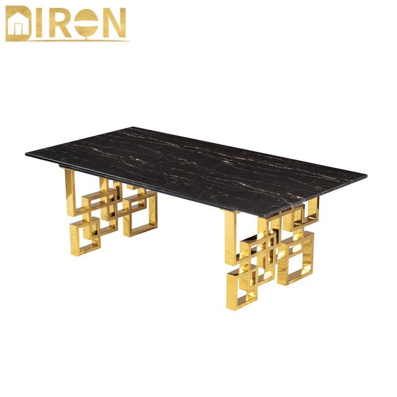 Black Marble Top Rectangle Gold Stainless Steel Coffee Table