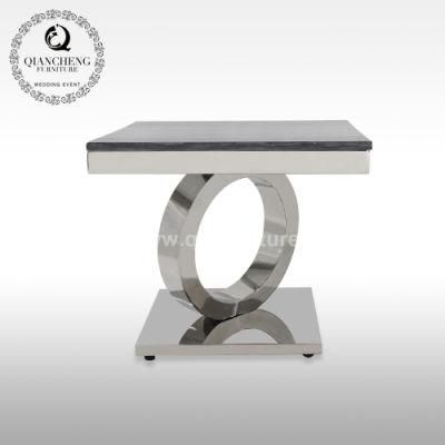 Home Furniture Marble Top Side Table with Stainless Steel Base