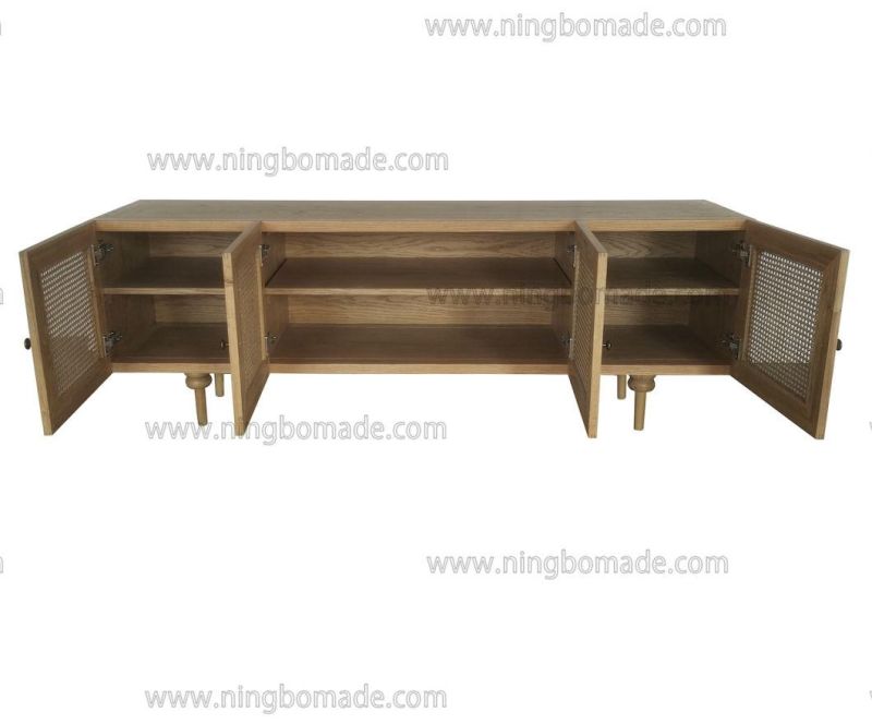 Elegant Rattan Upholstery Furniture Nature Ash Rattan TV Stand