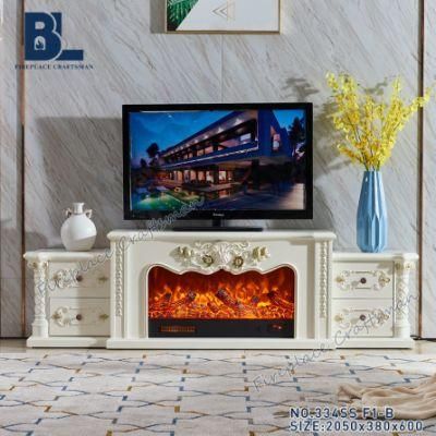 Good Quality Ornately Carved Italian Statuary Marble Electric Fireplace Surround TV Stand Cabinet Console 334ss