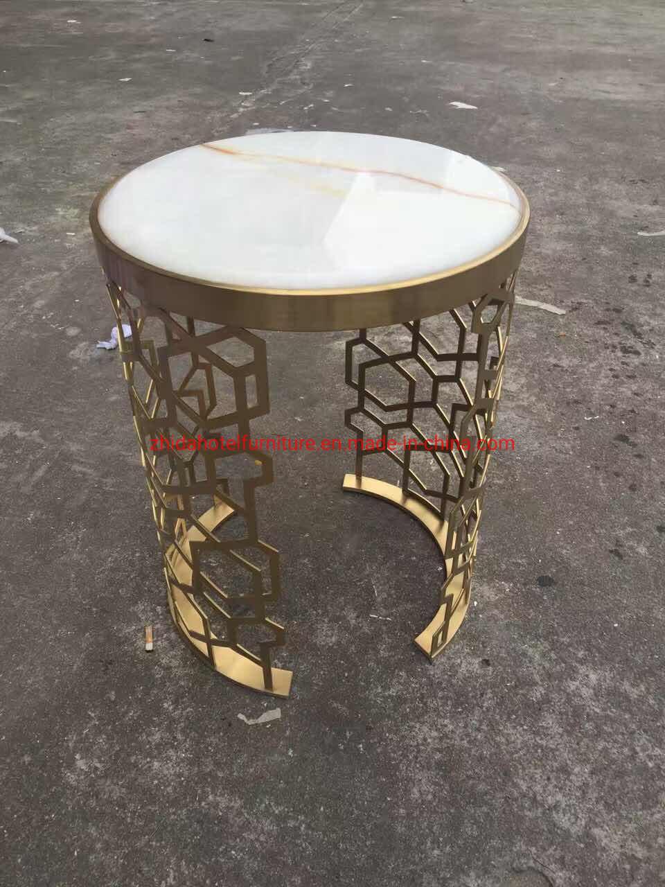 Marble Metal Furniture Modern Glass Mirrored Gold Coffee Table Se