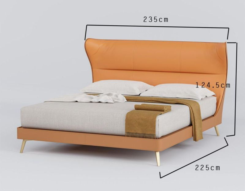 China Manufacturer Home Furniture High Quality Luxury Bedroom Bed Set Modern Genuine Leather Mattress Bed