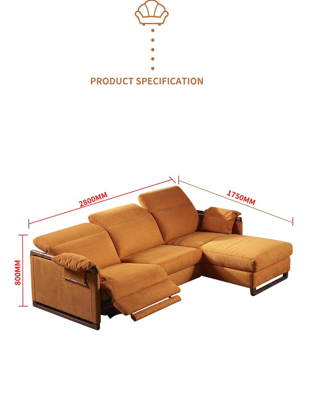 Electric Fabrric Sofa Combination Modern Contracted Italian Style Multifunctional Size Living Room Lazy Corner Sofa