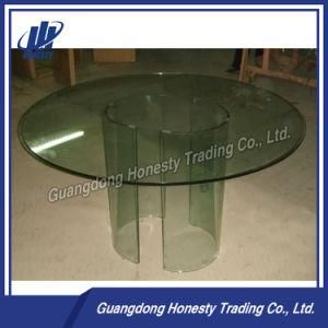 Od012 New Round 12mm Tempered Glass Dining Table with Cylinder Base