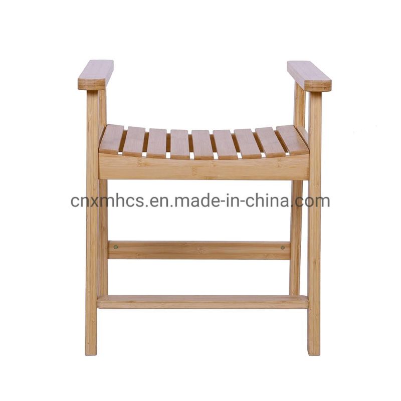 Bamboo Shower Chair for Adults Bathroom Bench SPA Stool Wood Bath Seat Indoor & Outdoor Use