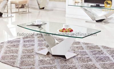 Silver Metal Glass Coffee Table Tea Table Center Table Dining Room Furniture Series-C01