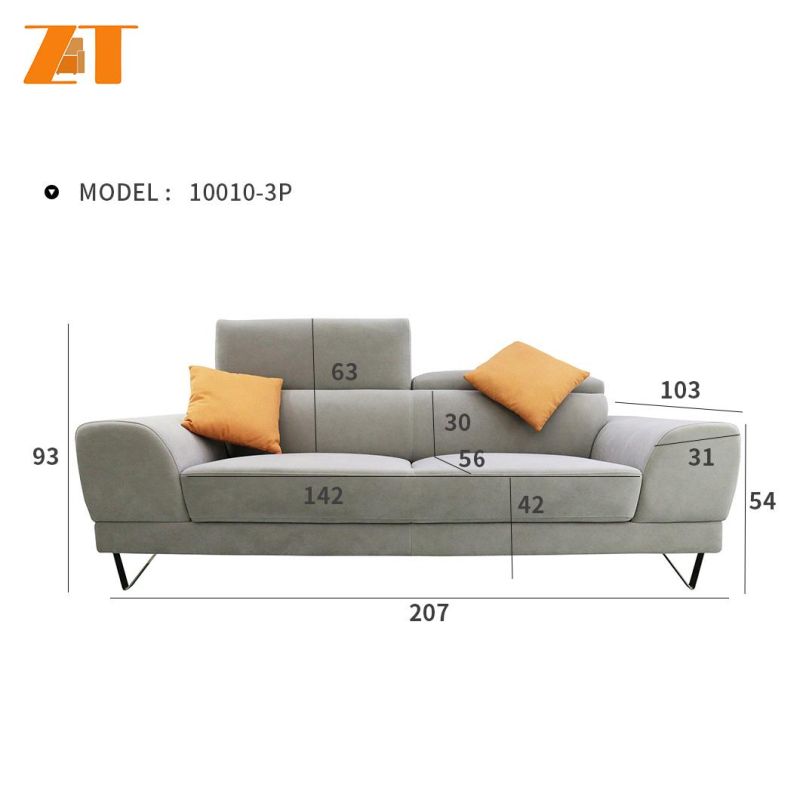 Modern Design Water Proof Fabric 3 Seater Lounge Couch Living Room Sofa with Metal Legs