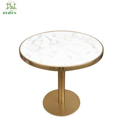 Copper Stainless Steel Artificial Marble Dining Table