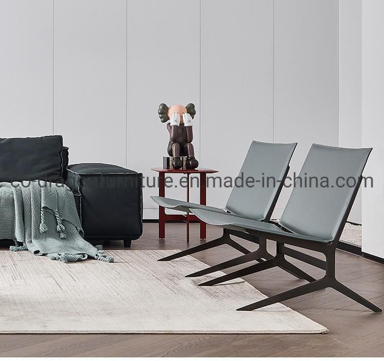 Modern Living Room Furniture Metal Leather Leisure Chair with Foot