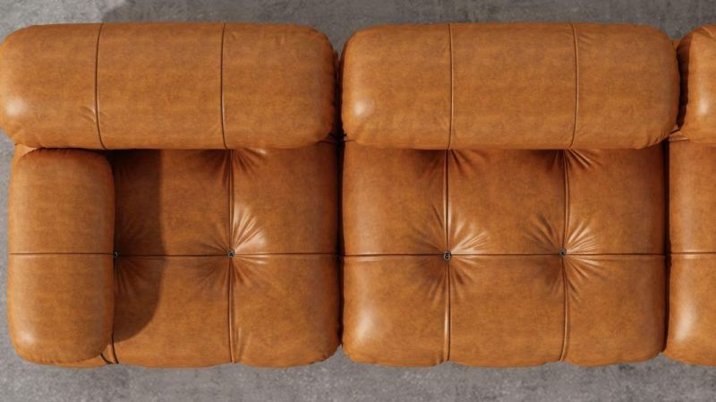 Vintage Brown Leather 3 Seat Mario Bellini Sofa Camaleonda Sofa Reproduction